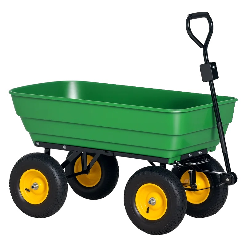 Gartenwagen, Kippbehälter, Langlebiger Stahl, Armeegrün