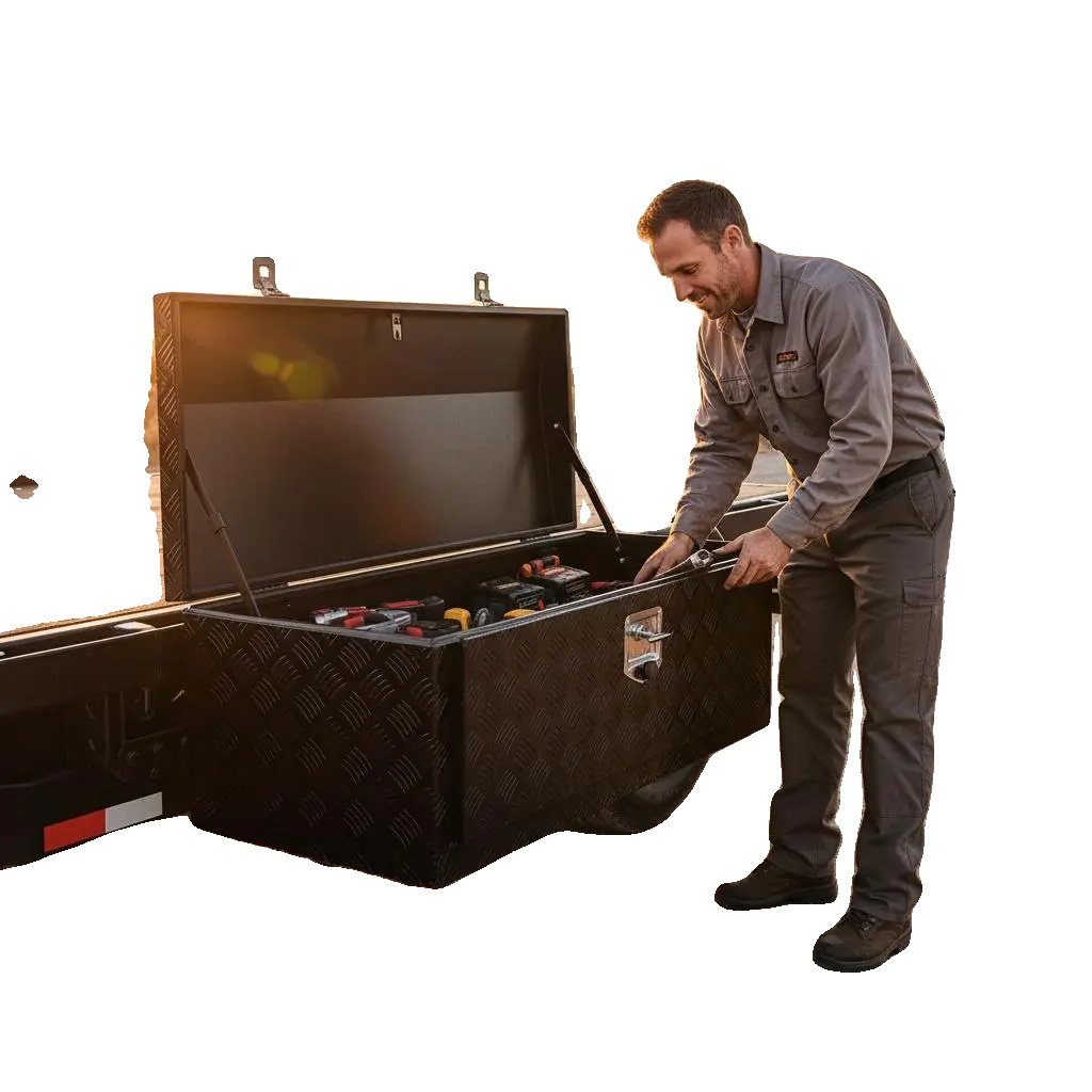 Lkw-werkzeugkasten, Aluminiumkonstruktion, Unterbodenmontage, Armeegrün
