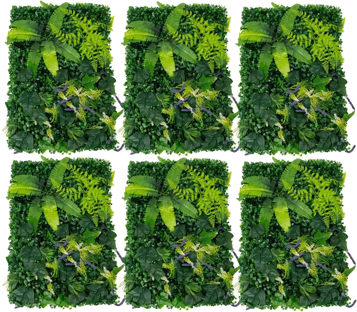 Künstliche Heckenpaneele, Set Von 6, Realistische 3d-blätter, Grün