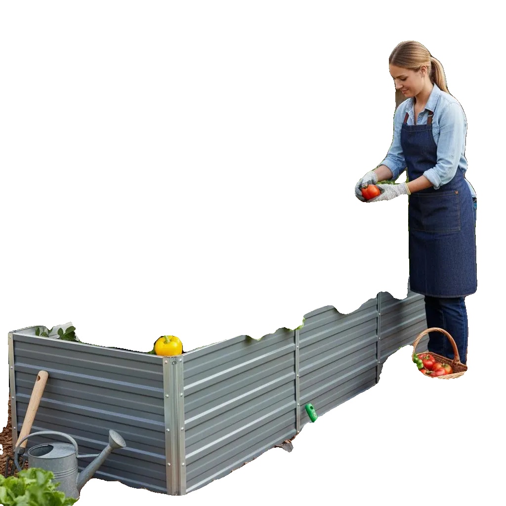 Gartenbeet, Langlebiger Verzinkter Stahl, Offenes Bodendesign, Armeegrün