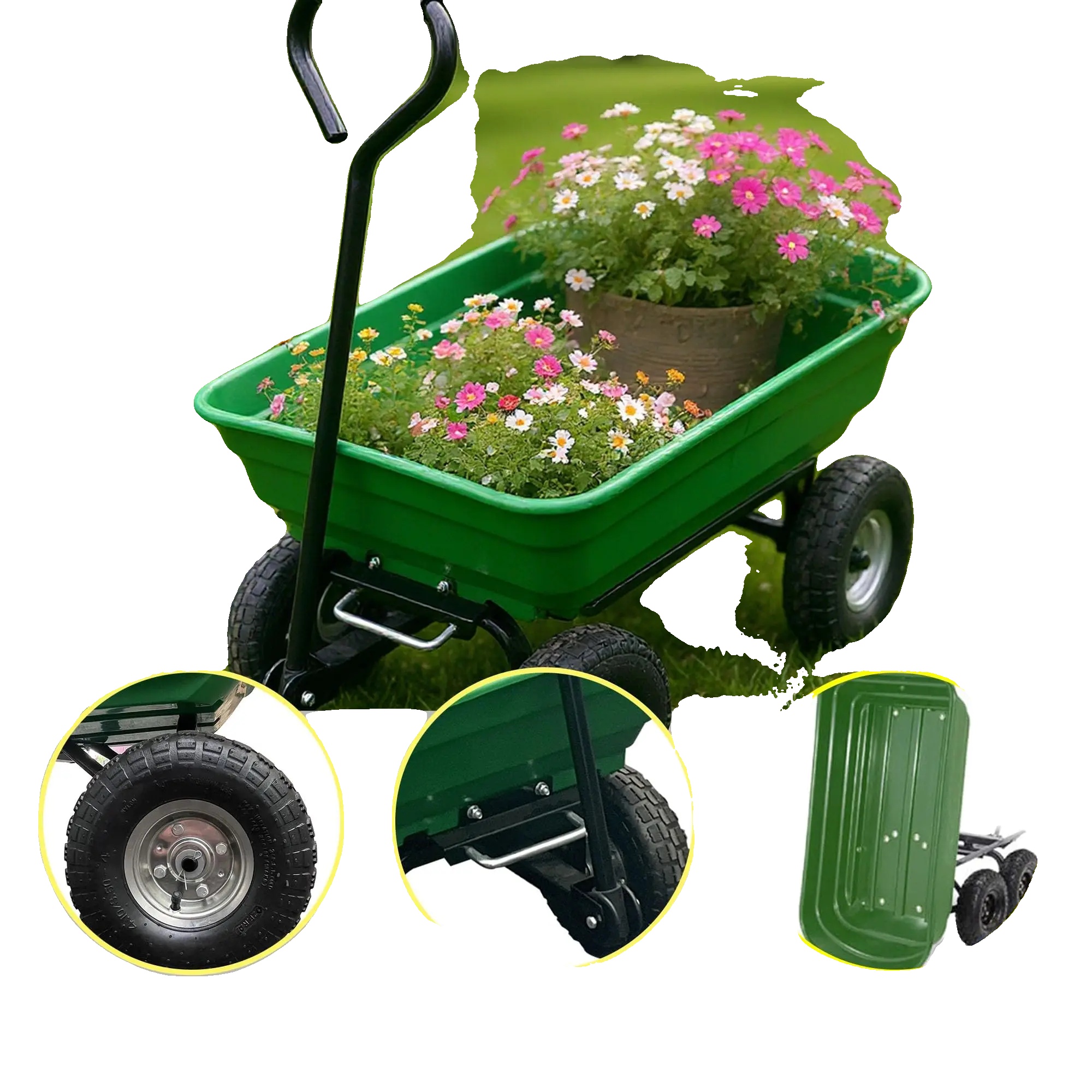 Gartenwagen, Langlebiges Design, Verbesserte Stabilität, Grün