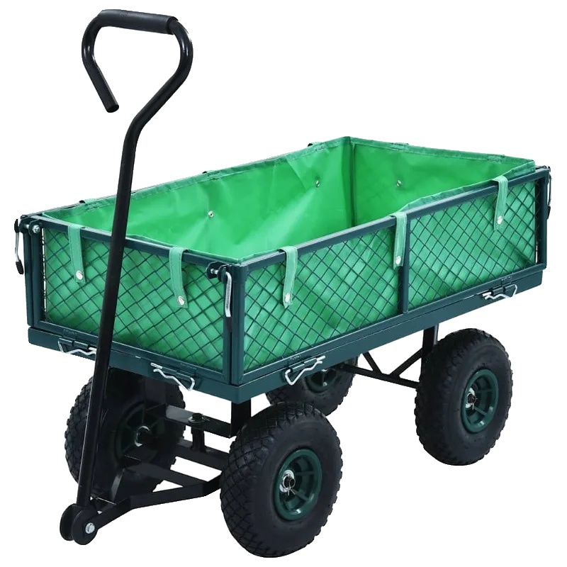 Gartenhandwagen, Robuster Stahlrahmen, Hohe Tragfähigkeit, Grün