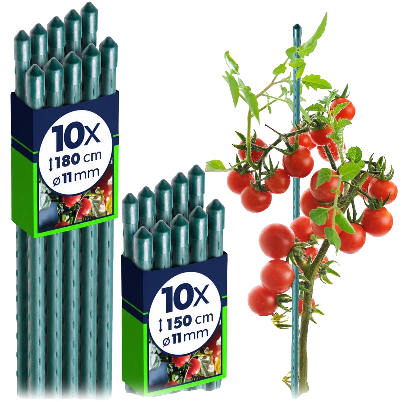 Pflanzenstützen, 150 Cm Länge, 180 Cm Länge, 11 Mm Durchmesser, Set Von 20, Wetterfest