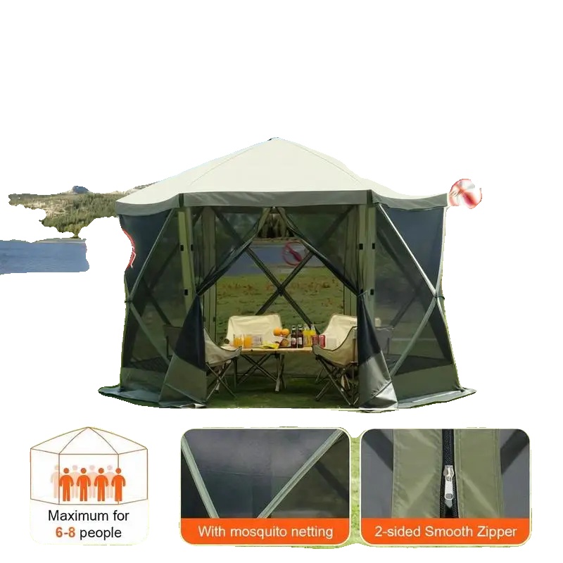 Pop-up Pavillon, 3,05 M X 3,05 M, Sechseck, Schnelle Aufbauweise, Platz Für 5-8 Personen, Abnehmbare Winddichte Planen
