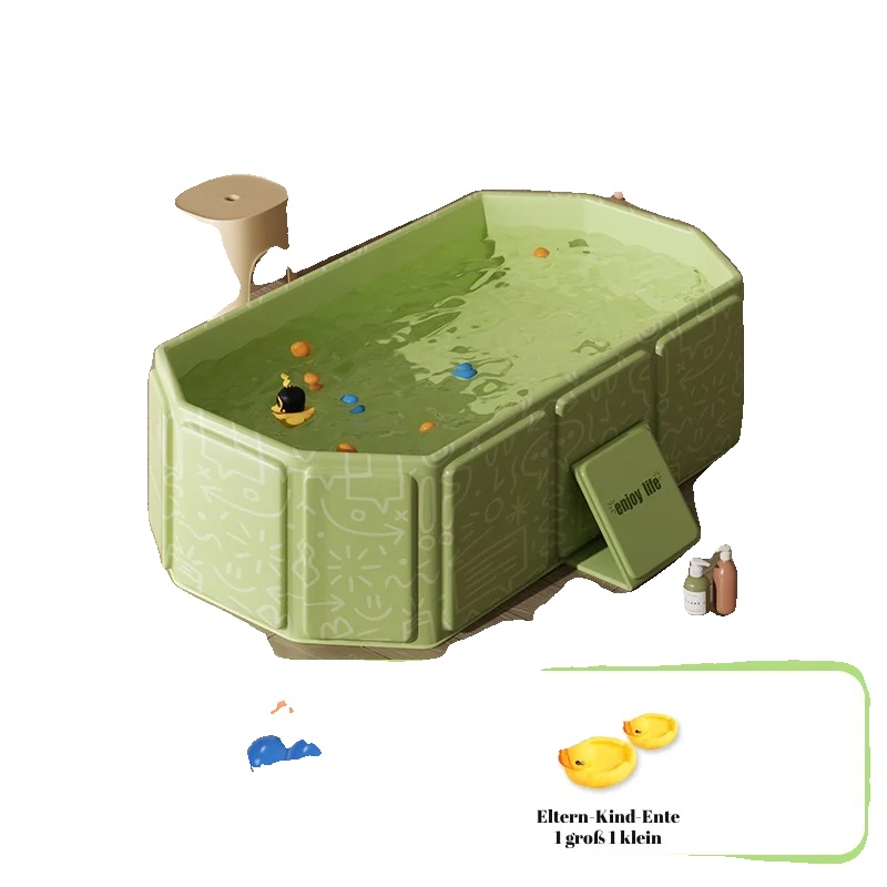Babybadewanne, Tragbares Design, Rutschfeste Basis, Beinhaltet Spielzeug
