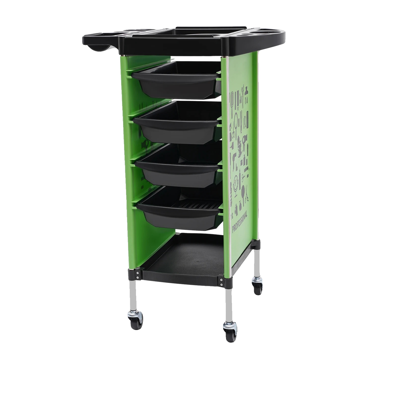 Salonwagen, 4 Schubladen, Rollender Aufbewahrungsorganisator, Grün