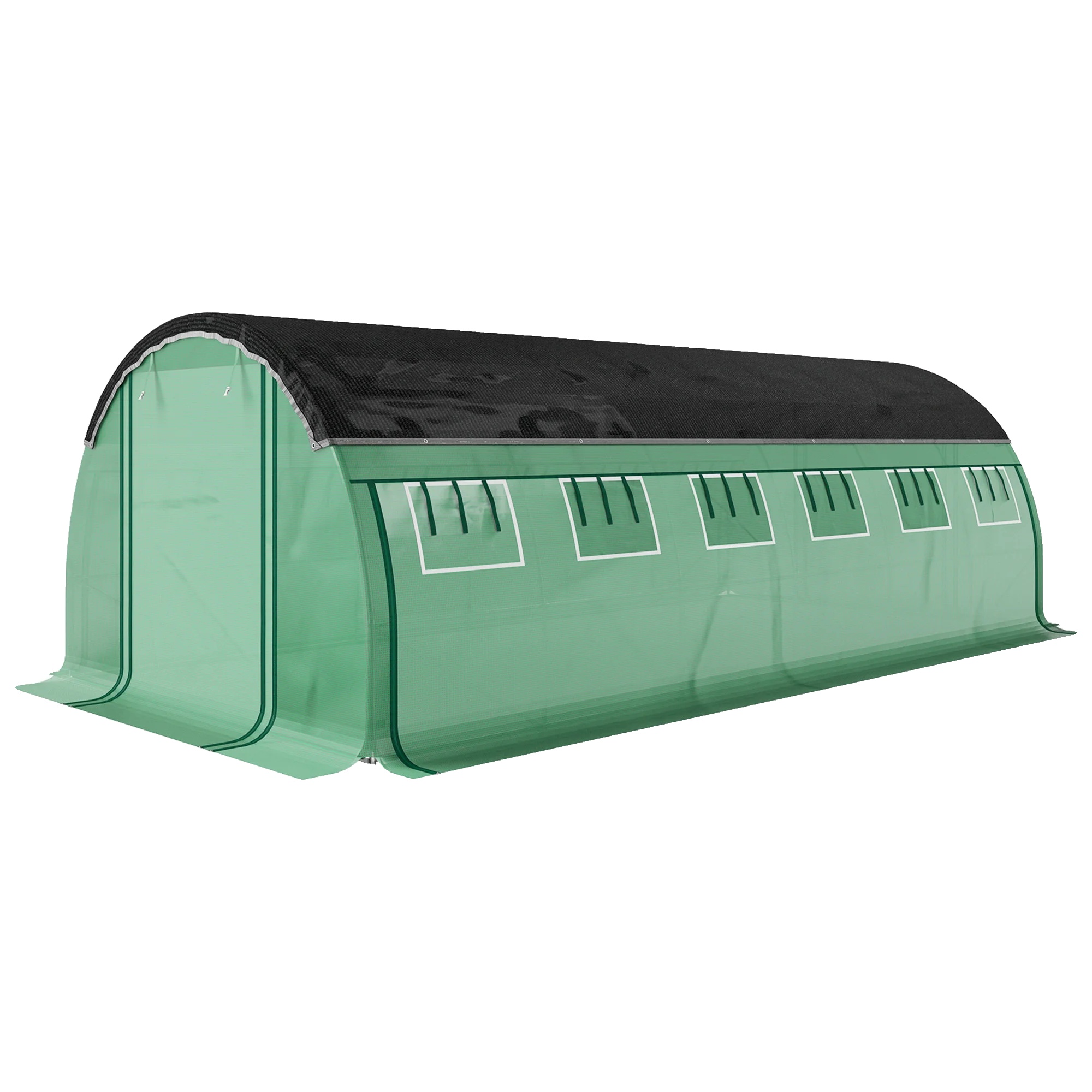 Polytunnel Gewächshaus, Roll-up Seitenwände, Uv-beständiger Bezug, Armeegrün