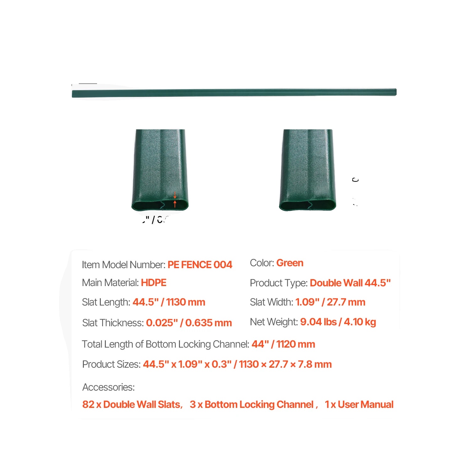 Datenschutzlamellen, Langlebiges Hdpe-material, Einfache Installation Mit Bodenverriegelung, Pe 4ft Grün
