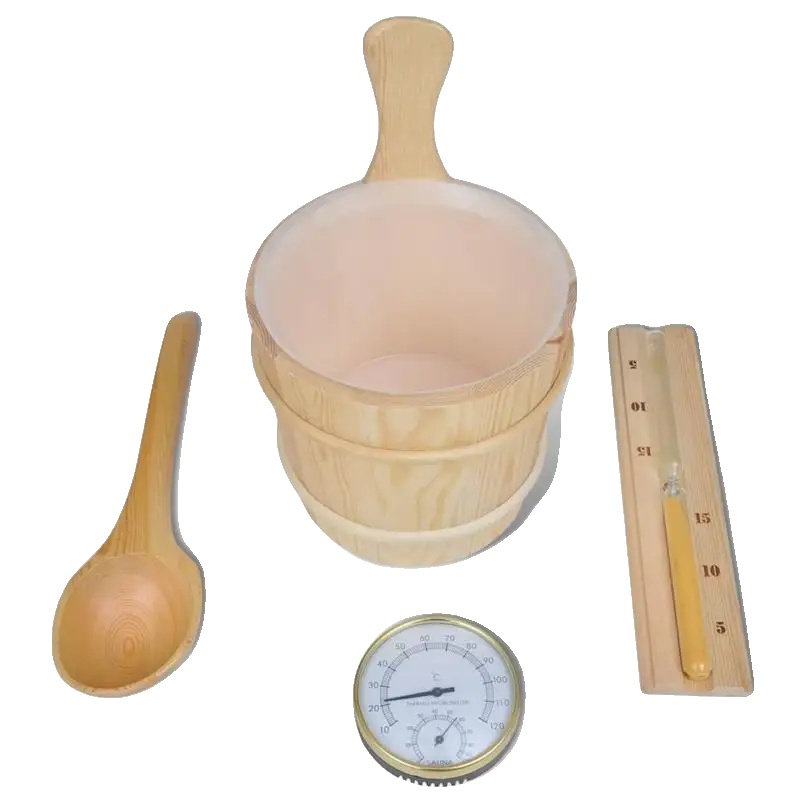 Sauna-zubehörset, Wasserdichter Eimer, Thermo-hygrometer, Armeegrün