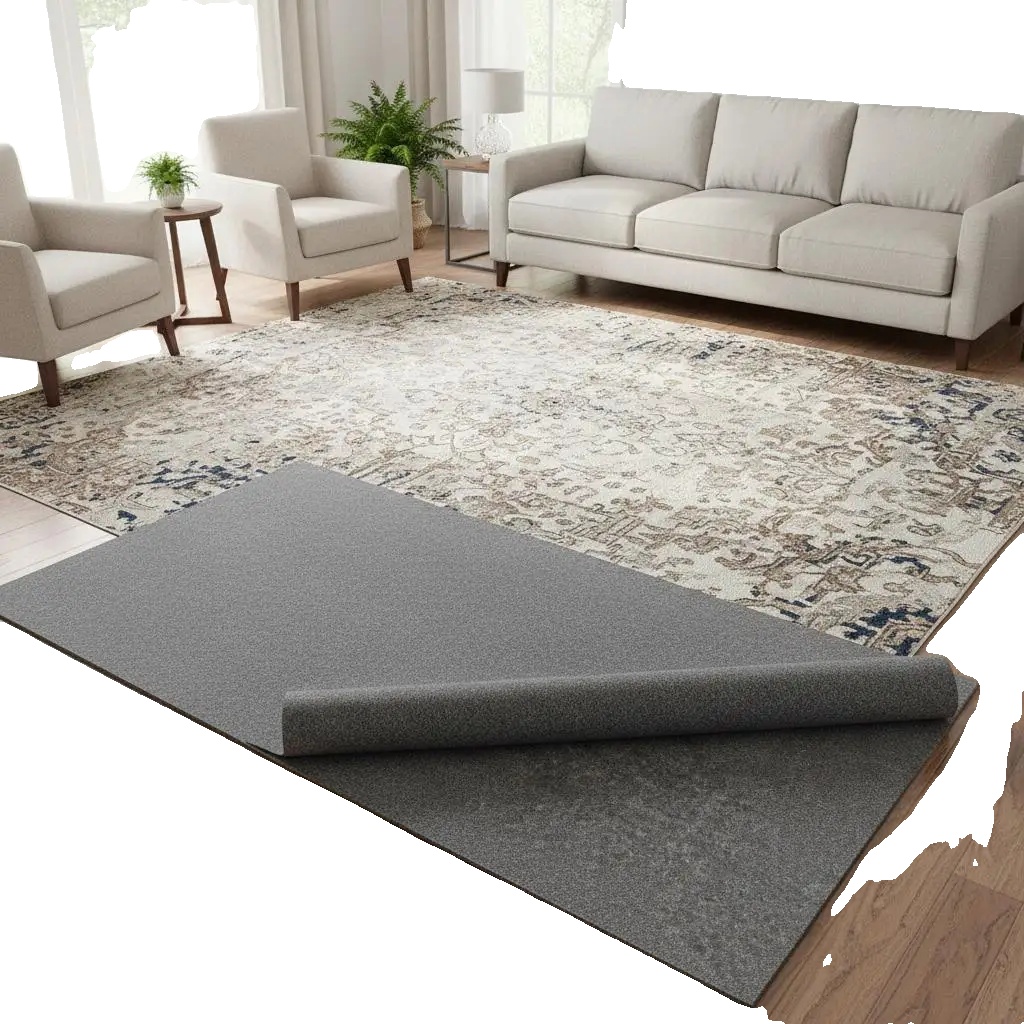 Teppichschutzmatte, Rutschfestes Design, Langlebiger Vliesstoff, Armeegrün