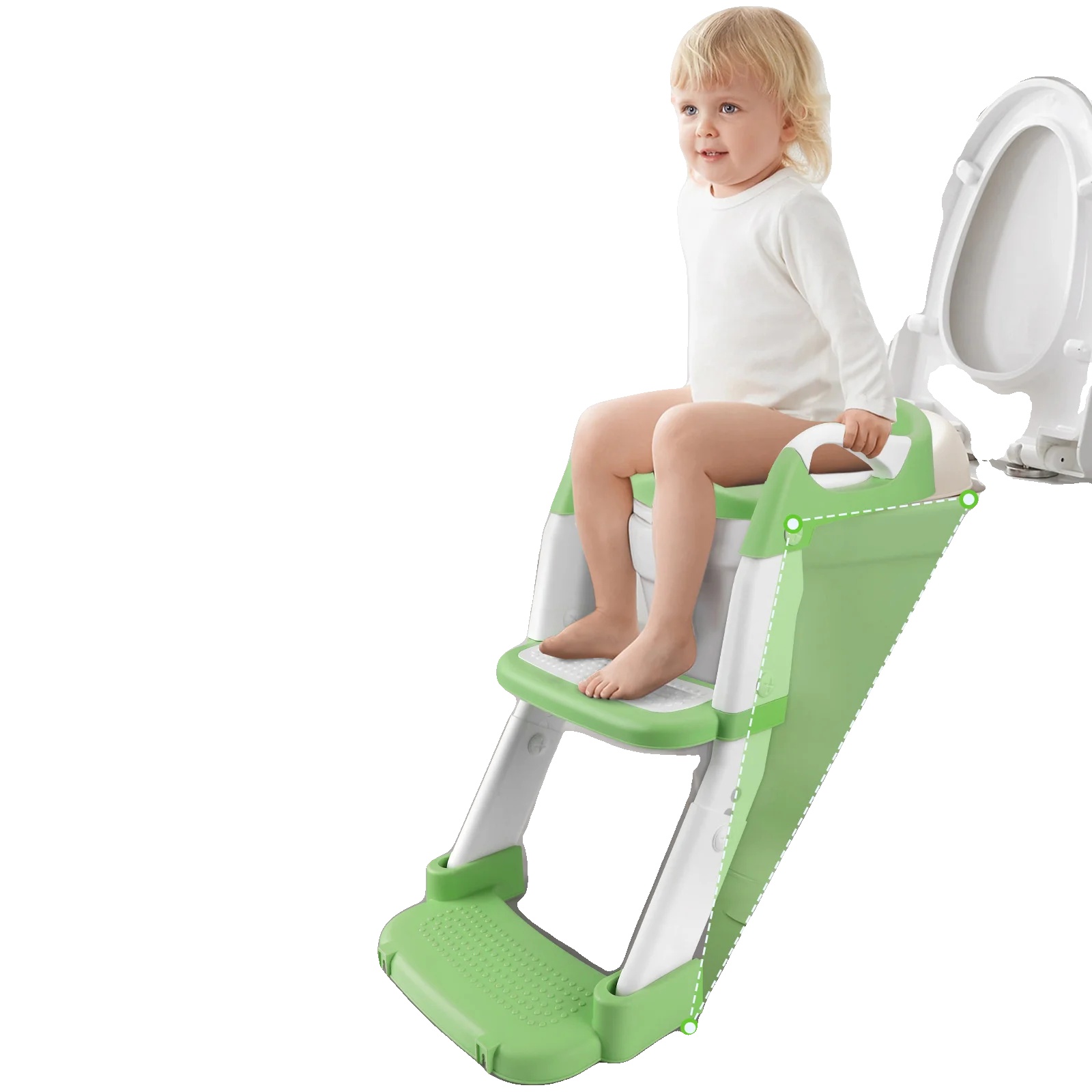 Toilettensitz, Integrierte Treppe, Spritzschutz, Grün