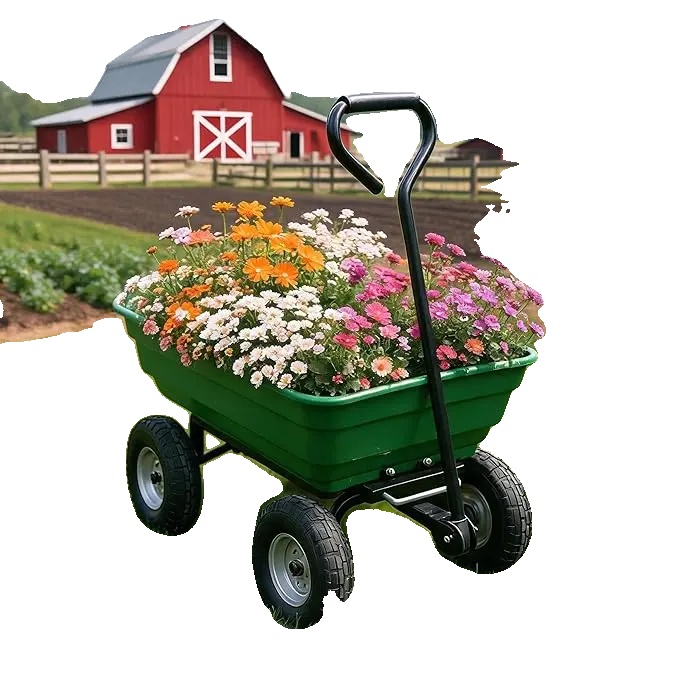 Gartenwagen, Robuste Stahlkonstruktion, 400 Lbs Tragfähigkeit, 48" X 24" X 30" Abmessungen, 4-rad-design, D-griff Steuerung