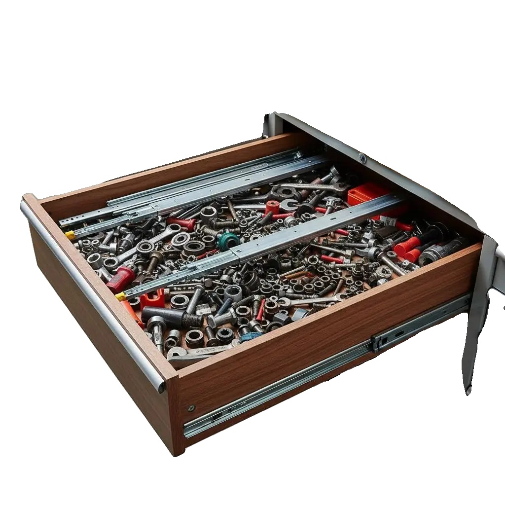 Schubladenschiene, Hohe Tragfähigkeit, Verriegelungsmechanismus, Armeegrün