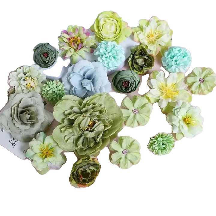 Künstliche Blumen, Seidenrosen, Innendekoration, 21pcs Grün