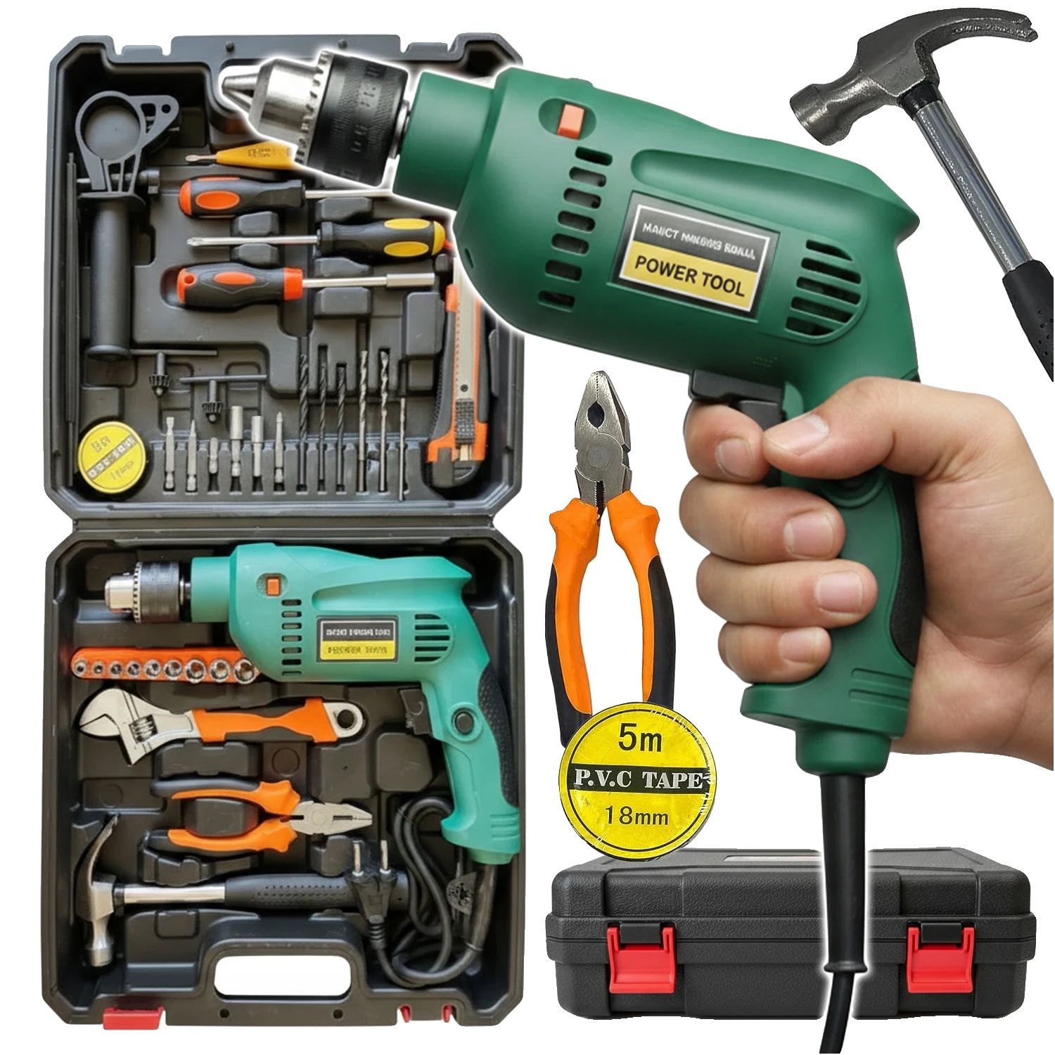 Schlagbohrmaschine, 550w, 37-teiliges Zubehörset, Netzbetrieb, Bürstenmotor, Ce-zertifiziert