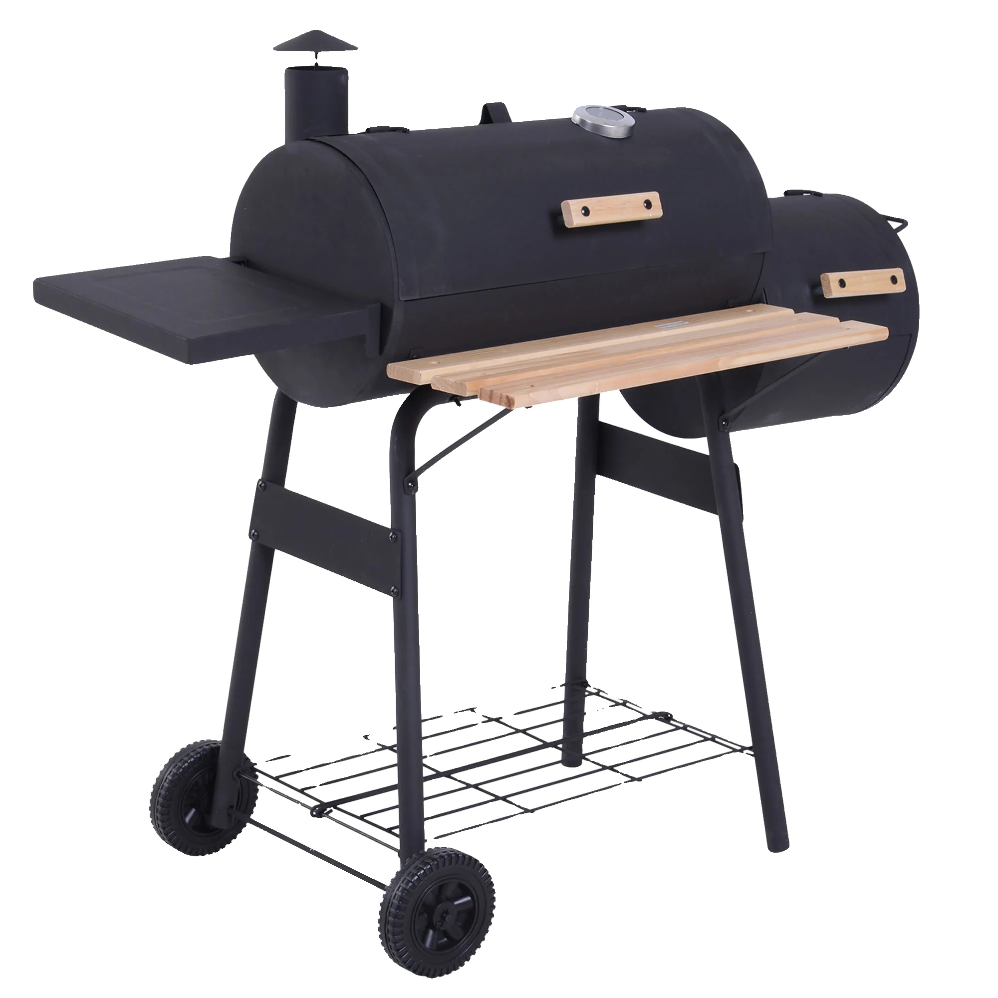 Grillraucher, Kaltgewalzter Stahlbau, Praktische Räder, Armeegrün