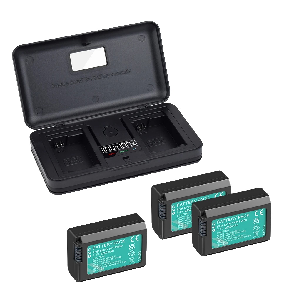 Ladegerät Und Akku-pack, Dual-slot-ladegerät, Sd-kartenleser, 3stk Mit Ladegerät