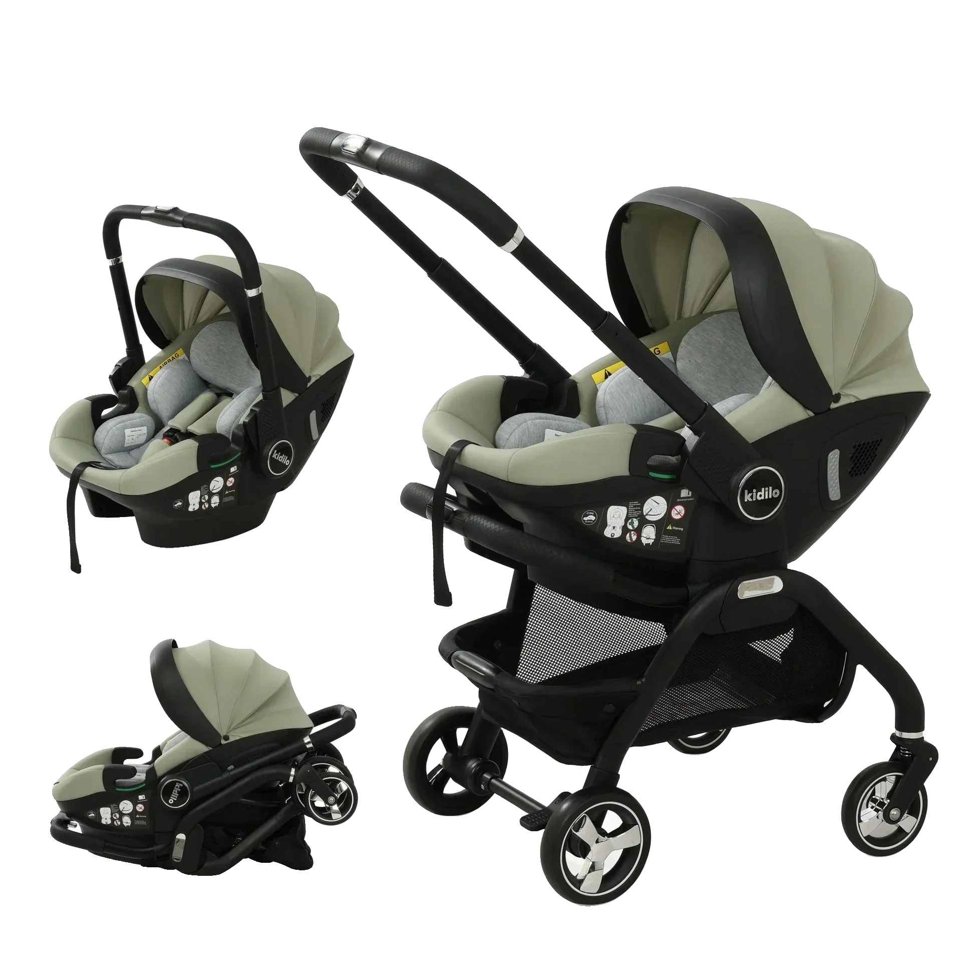 Multifunktionaler Kindersitz, Sicherheitsstuhl, Faltbares Design, Grün