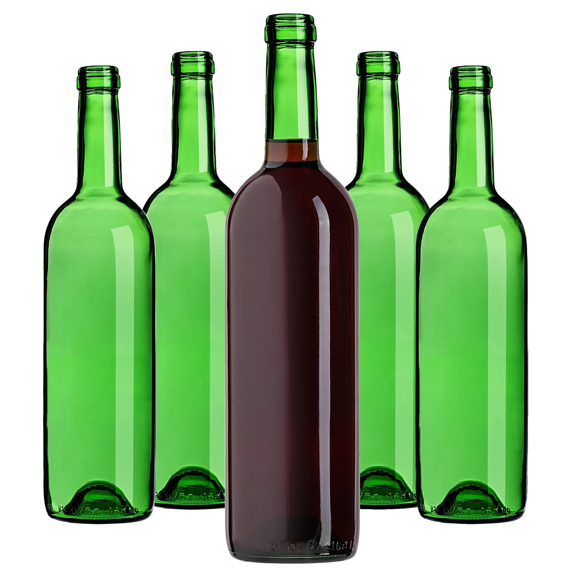 Weinflasche, 750ml Fassungsvermögen, Höhe 29,5 Cm, Durchmesser 7,5 Cm, Standard-korkenkompatibilität, Glasmaterial