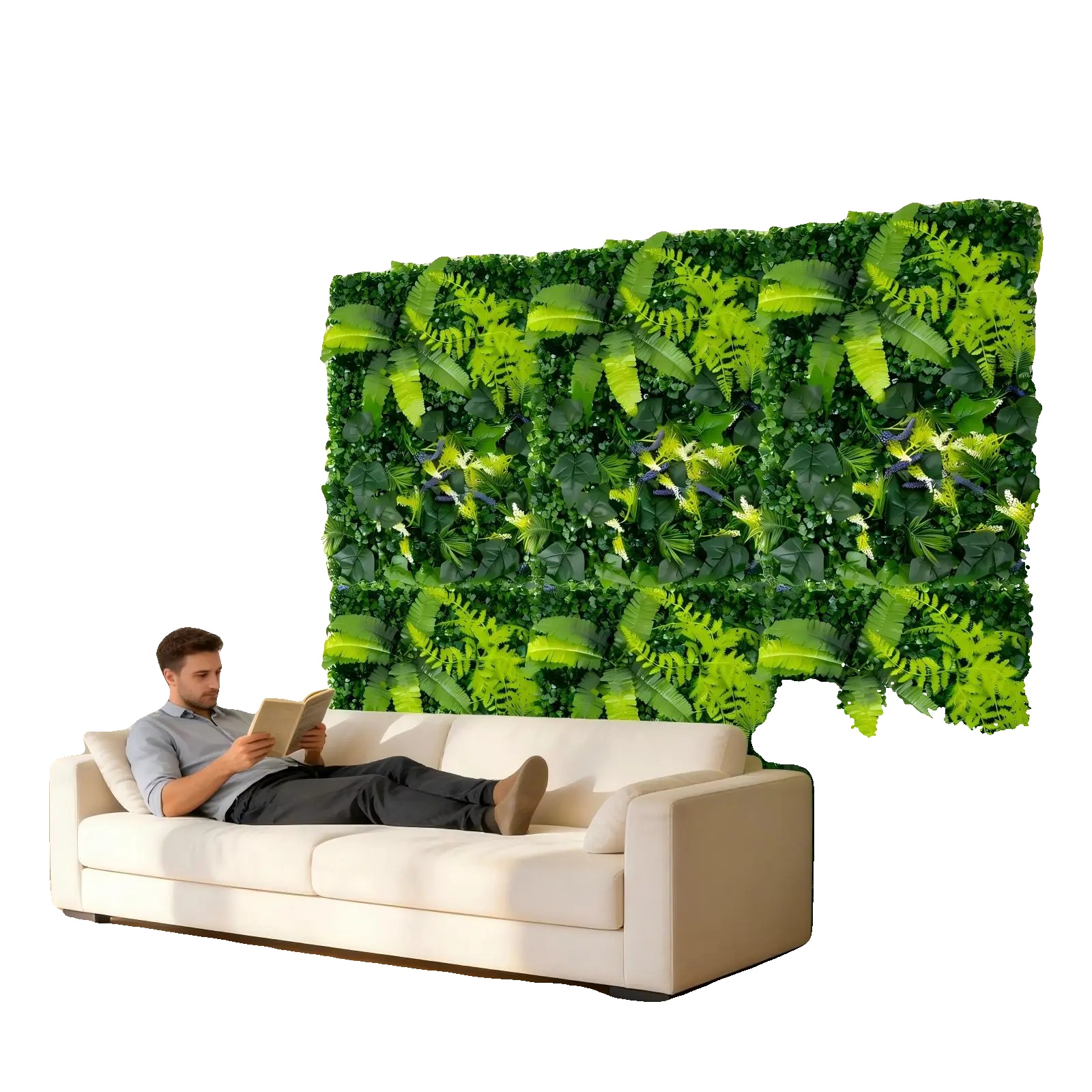 Künstliche Pflanzenwand, 6 Stück, 60 Cm X 40 Cm, Wandmontage, Innen/außenbereich, Moderner Stil
