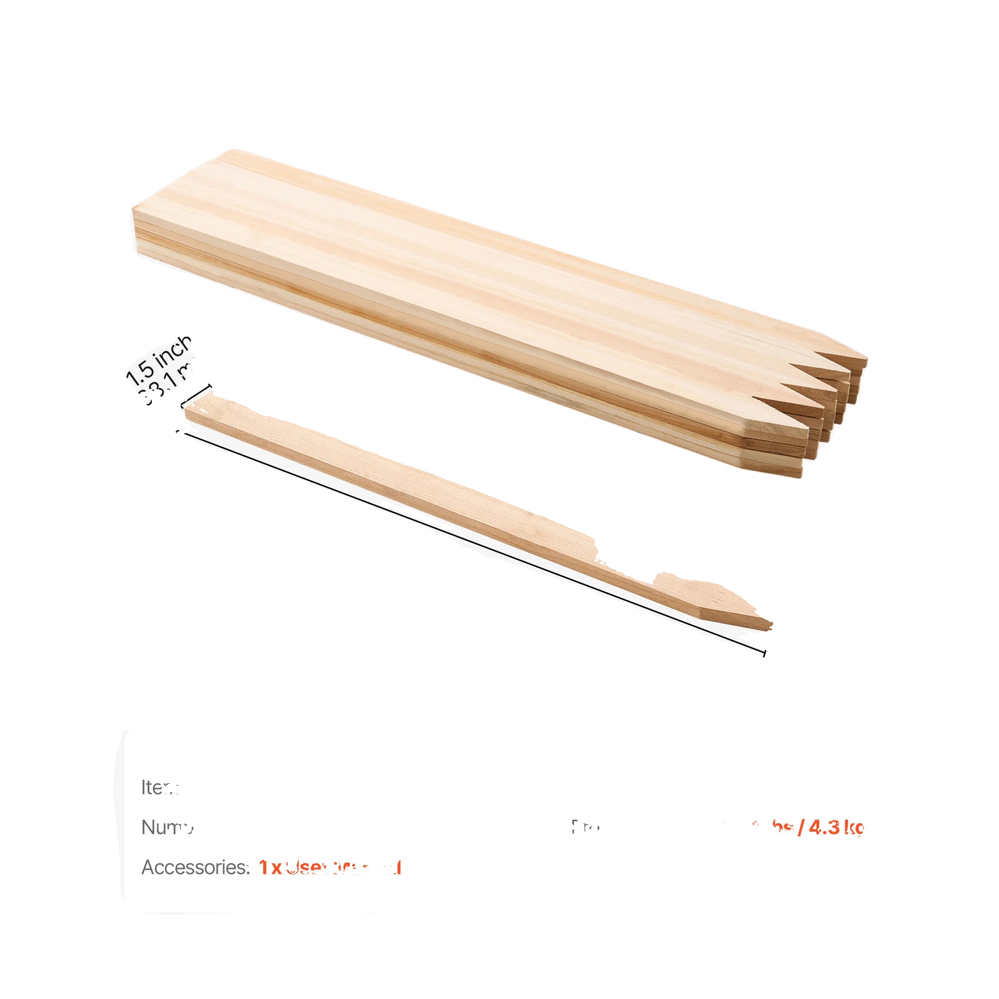 Gartenstecker, Langlebiges Fichtenholz, Vielseitige Anwendungen, 0.5x1.5x36in 25stück