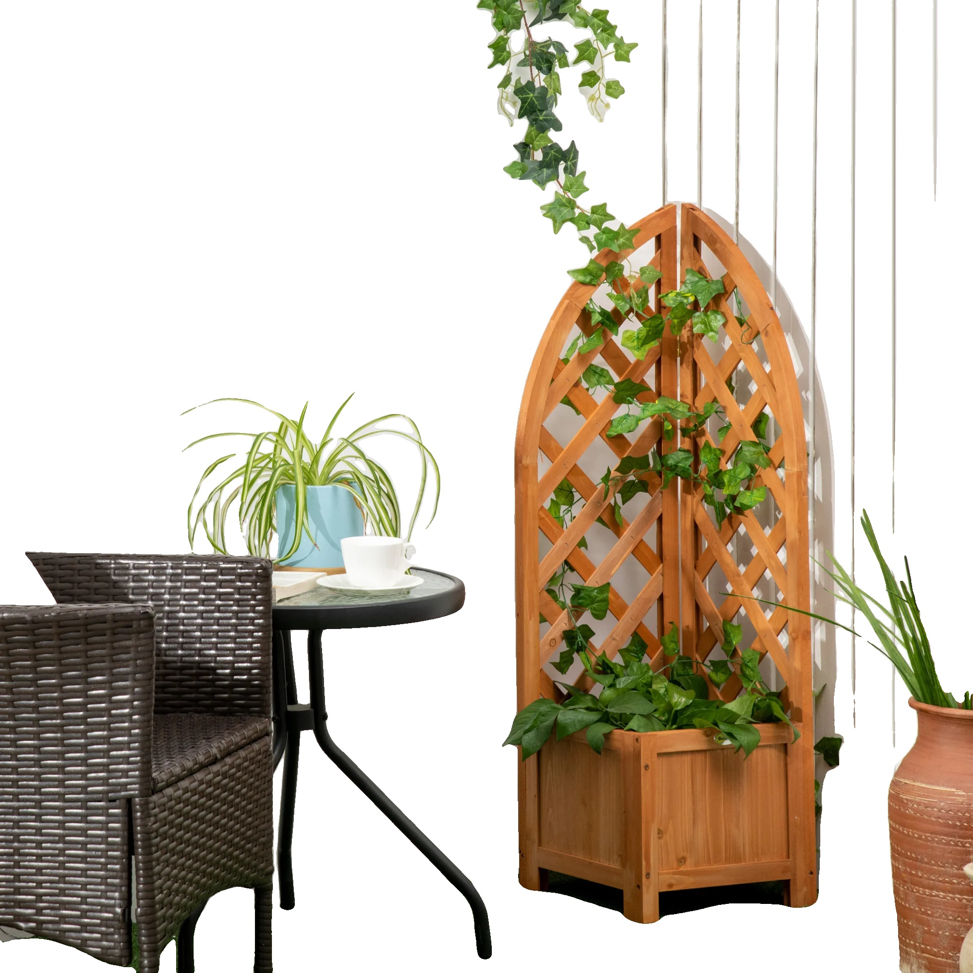 Vertikaler Spalierpflanzer, Konstruktion Aus Fichtenholz, Abmessungen 32l X 32b X 108h Cm, Doppelte Spalierunterstützung, Innen-/außenbereich,