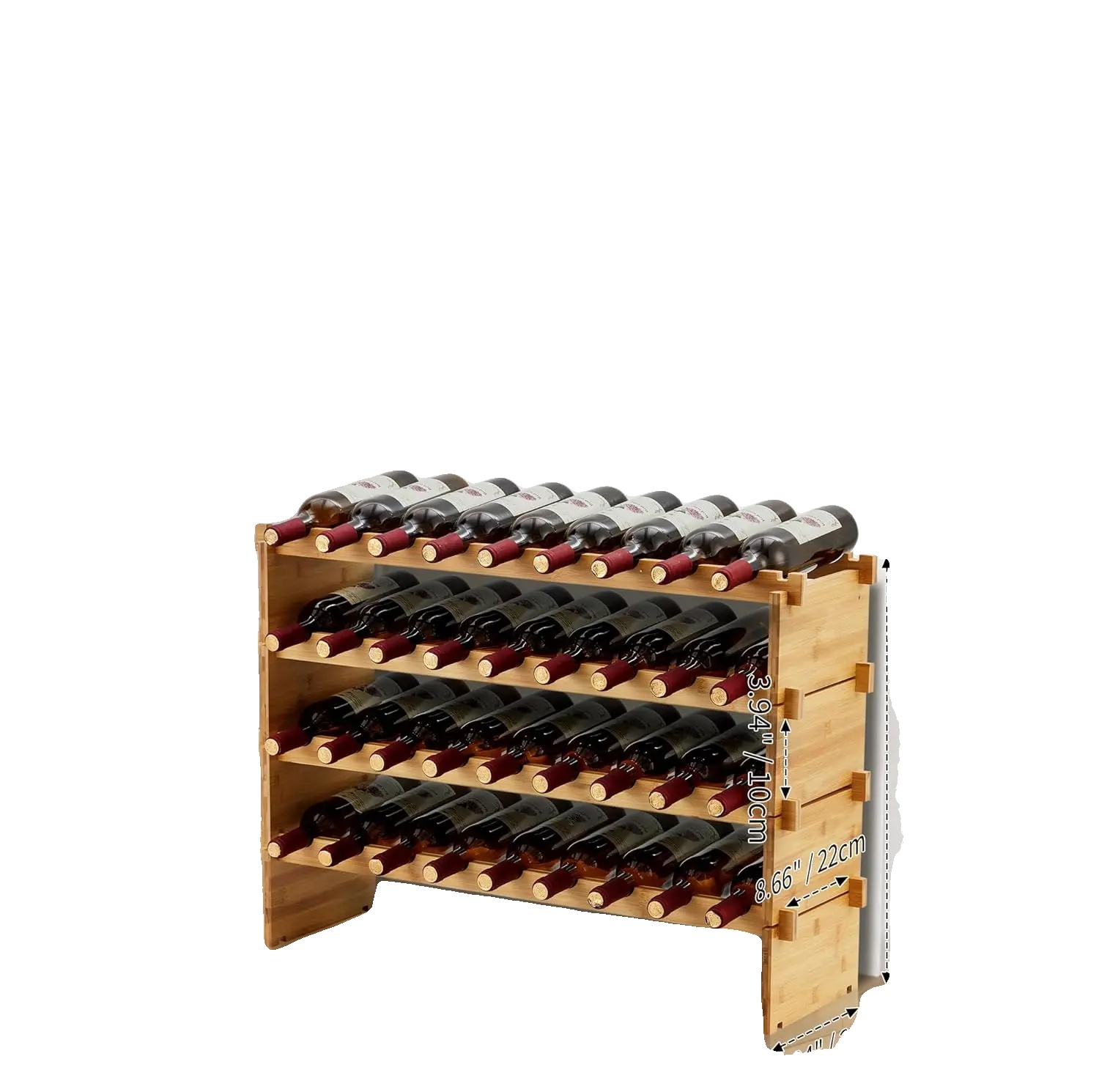 Weinregale, Stapelbares Design, Bambusbau, 4-tier
