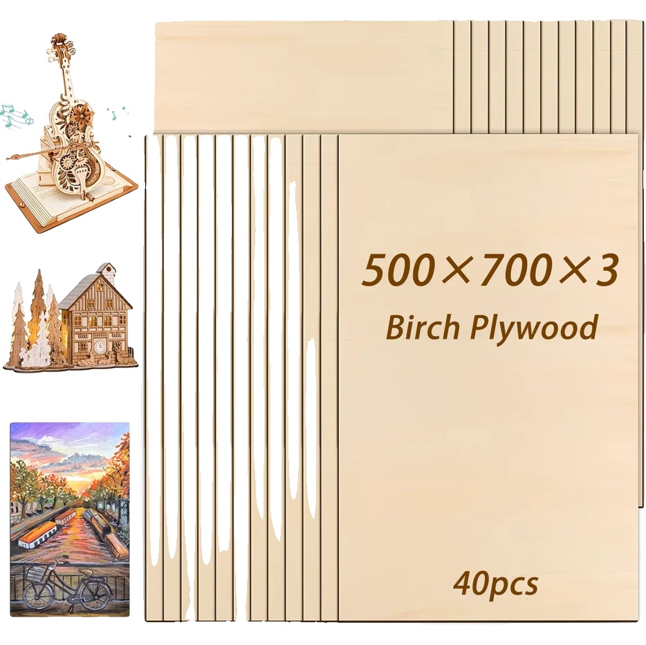 Basswood-sperrholzplatten, Umweltfreundlich, Vielseitig Einsetzbar Für Bastelarbeiten, 40stück, 3mm, 500x700mm
