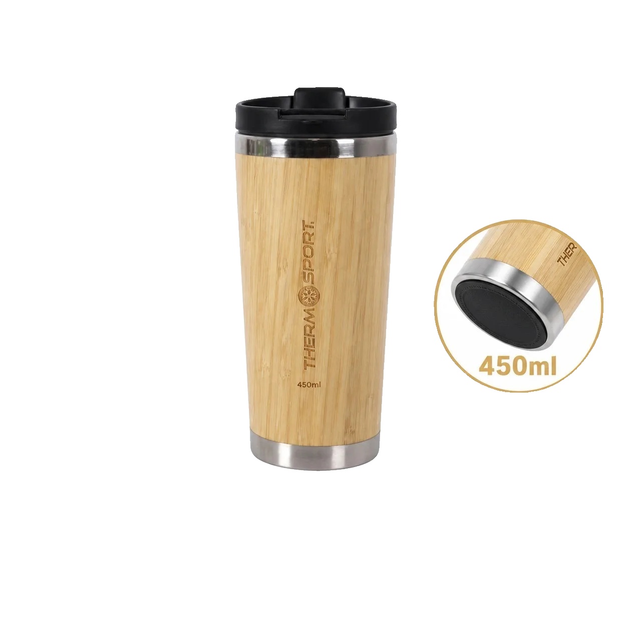 Thermobecher, Doppelwandig Isoliert, Auslaufsicheres Design, Edelstahl 450ml