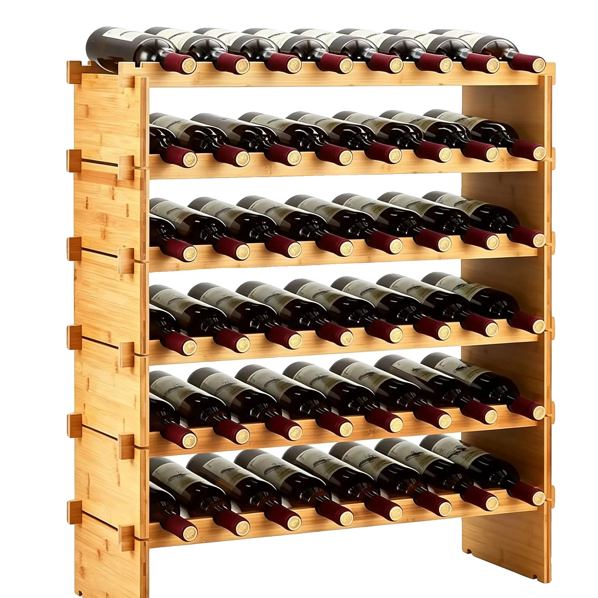 Weinregal, Massivholz, 6 Stufen, 48 Flaschen Kapazität, Wackelfreies Design, Einfach Zusammengebaut