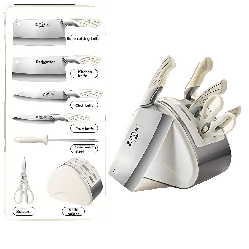 Messer Set, 7-teilige Kollektion, Ergonomisches Design, Helles Gelb