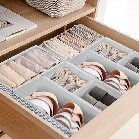 Aufbewahrungsboxen, 6er-set Faltbare Schubladenorganizer, Aufbewahrungskörbe Aus Vliesstoff, Geeignet Für Bhs, Unterwäsche, Krawatten, Socken (hellgrau)