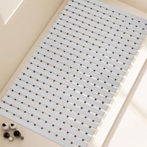 Rutschfeste Badematte – Verhindert Ausrutschen, Ideal Für Senioren Und Schwangere – 1 Stück, Hellgrau, 61 Cm X 93 Cm