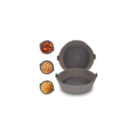 Set Mit 2 Silikon-heißluftfritteusenkörben, Wiederverwendbare Kochmatten, Hellgrau, Klein