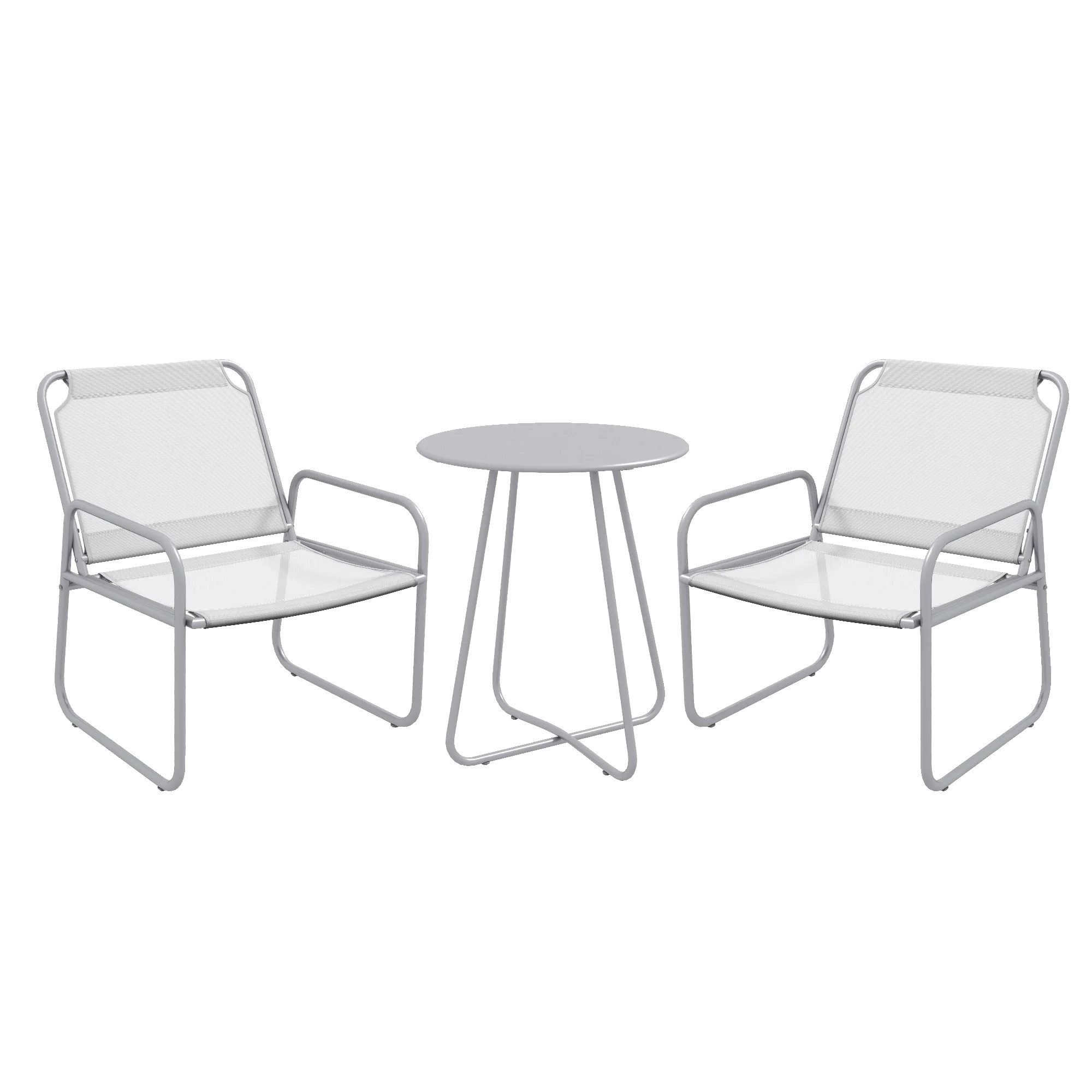 3-teiliges Bistro-set, Pulverbeschichteter Metallrahmen, Atmungsaktiver Netzstoff, Tisch Mit 30" Durchmesser, Stuhllastkapazität 250 Lbs,