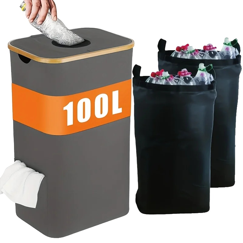 Recyclingbehälter, 100-liter-kapazität, Geruchsneutralisierende Abdeckung, Grau, 100ll