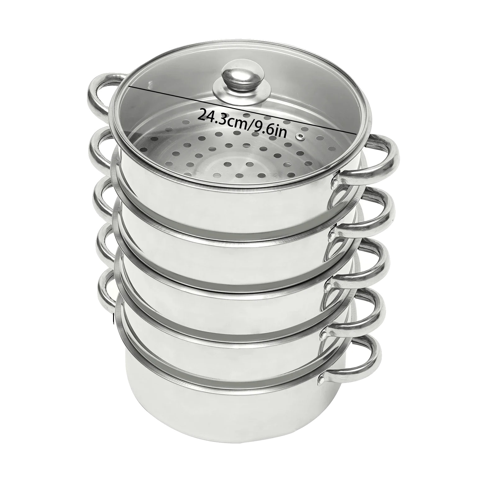 Dampftopf, 5-stufiges Design, Langlebiger Edelstahl, Hellgrau