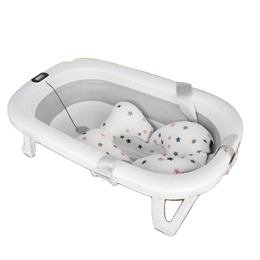 Babybadewanne, Temperaturüberwachung, Tragbares Und Kompaktes Design, Hellgrau