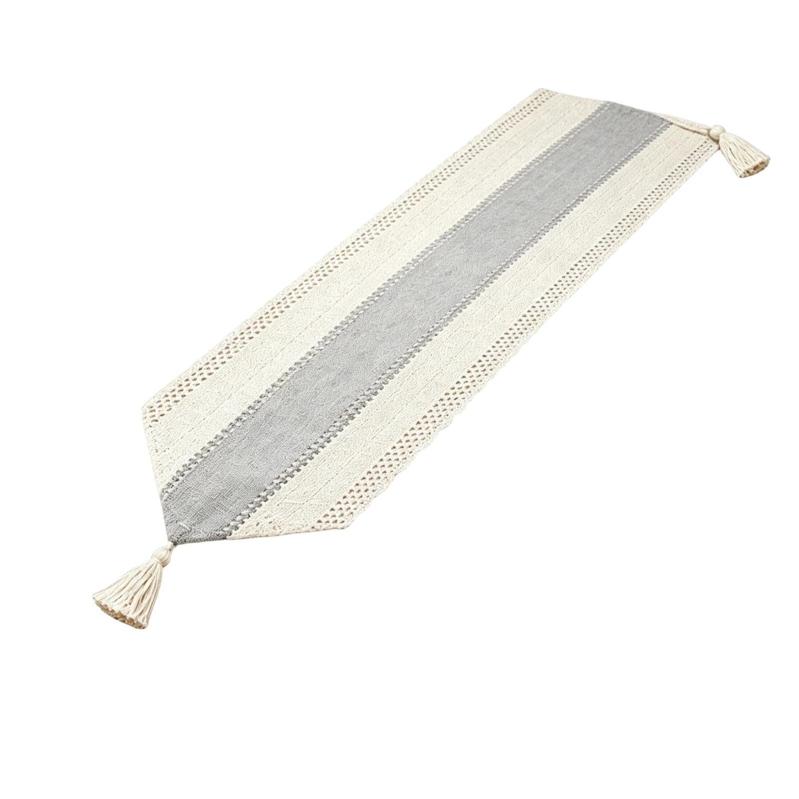 Tischläufer, Handgefertigtes Design, Langlebiges Material, Hellgrau