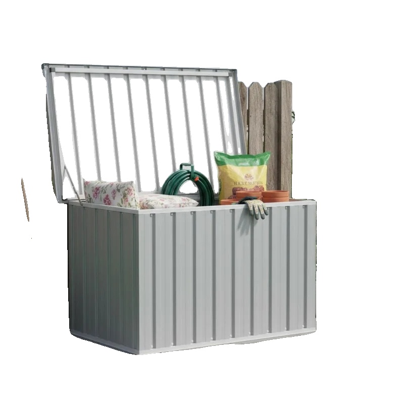 Gartenlagerbox, Verzinkter Stahl, Wasserdichtes Design, Hellgrau