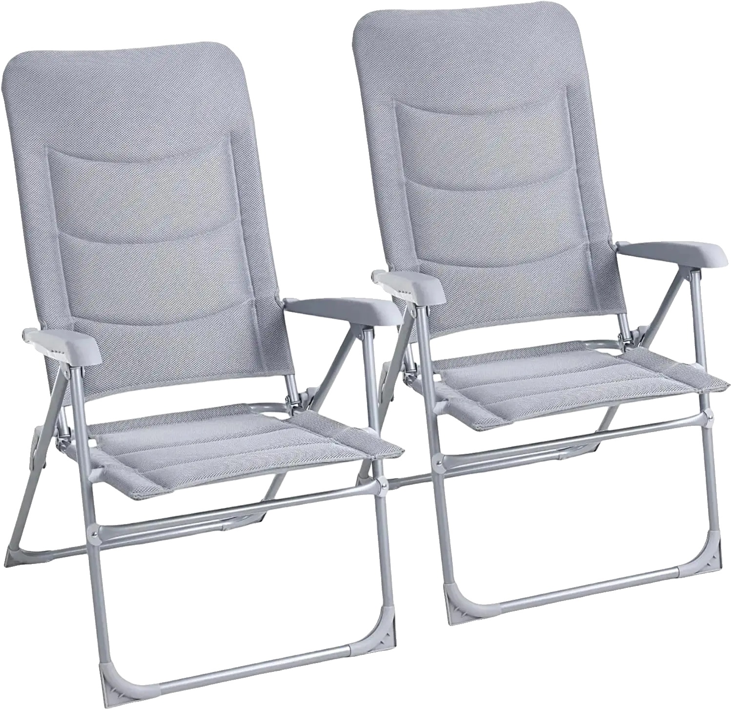 Campingstuhl, Hoher Rücken, Verstellbare Positionen, 2pcs Hellgrau