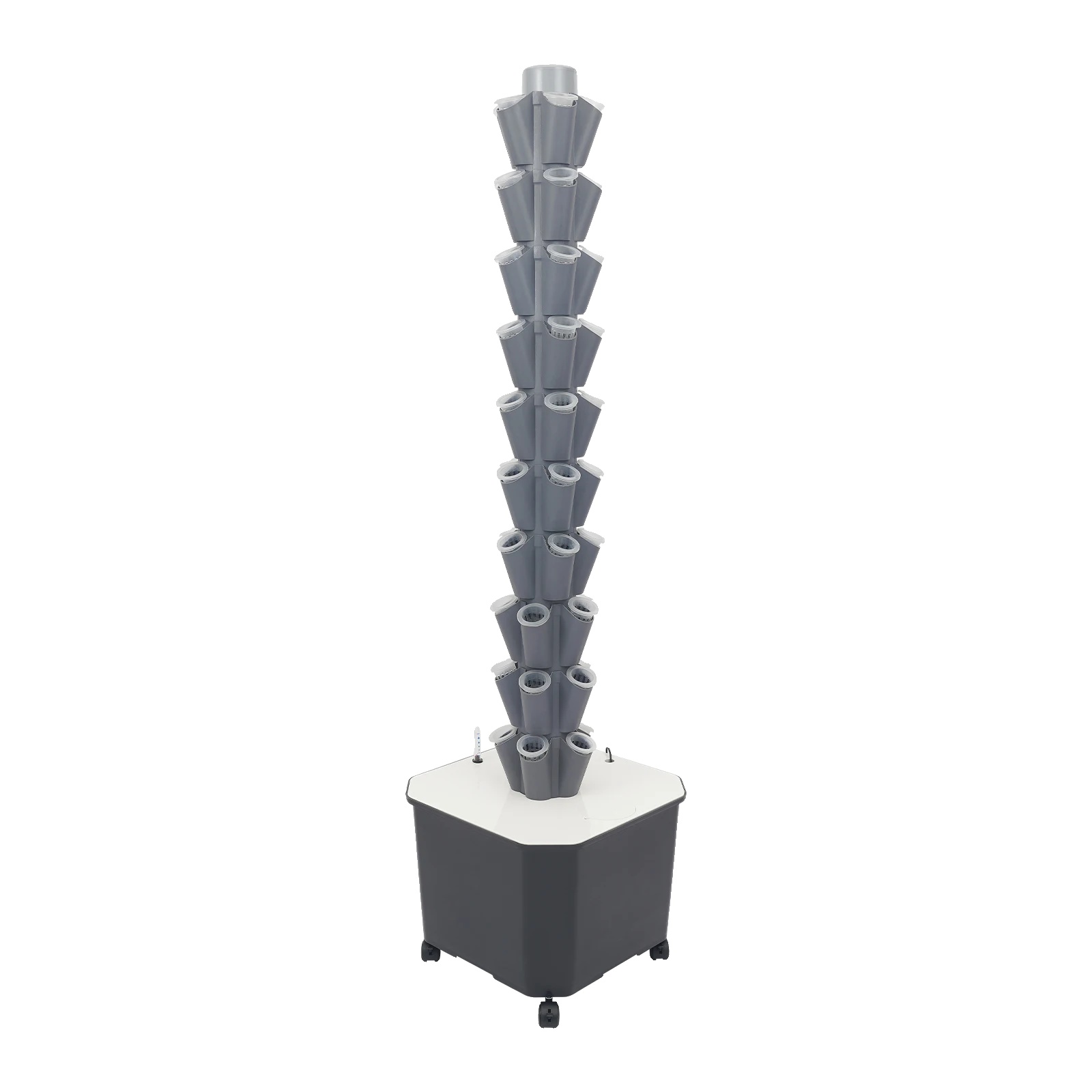 Hydroponischer Turm, Vertikales Anbausystem, 50 Pflanzlöcher, Hellgrau