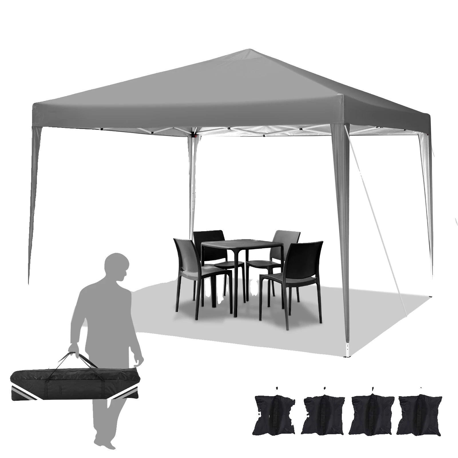 Pavillon, Sofort Aufstellbar, Wasserdicht Uv-schutz, Hellgrau