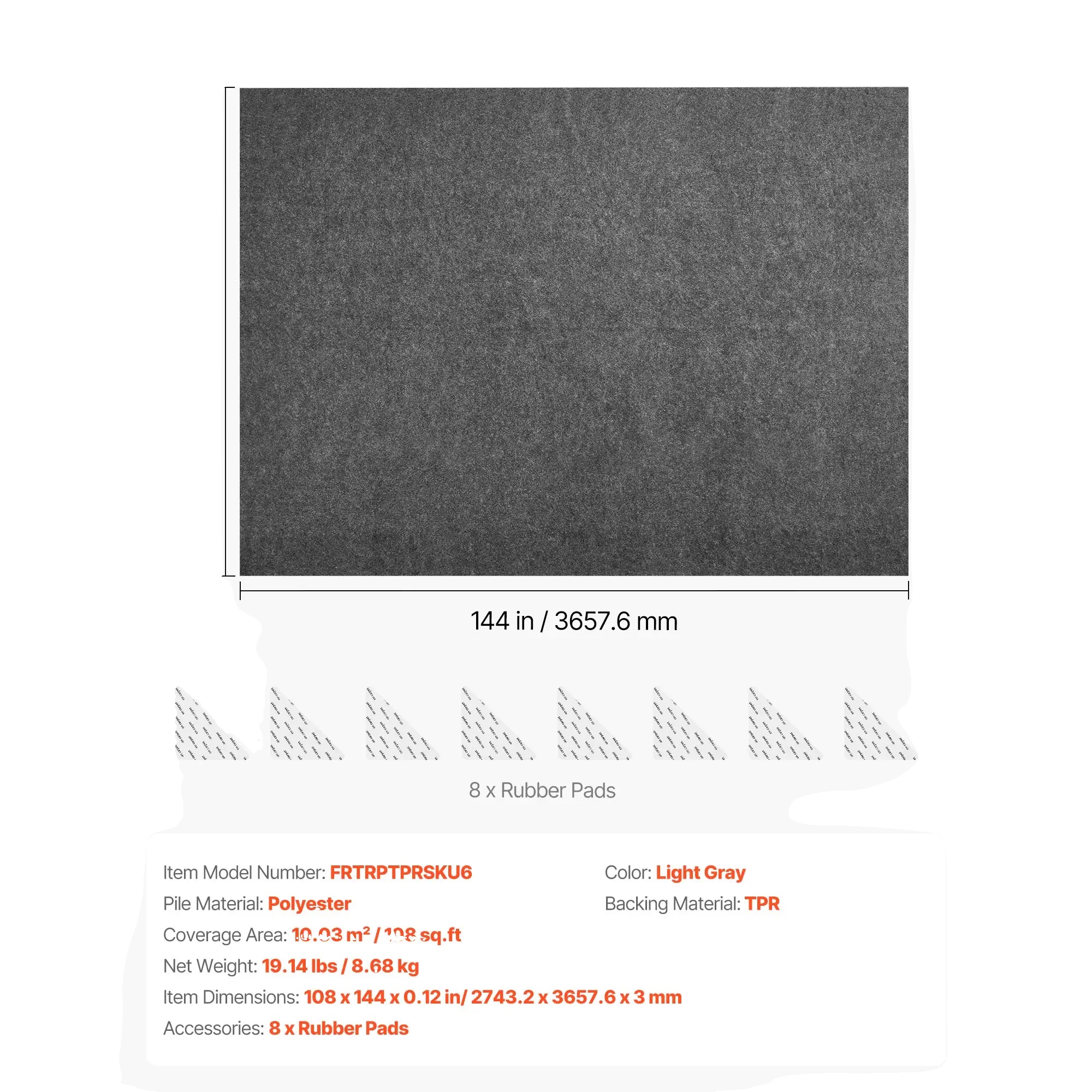 Teppichunterlage, Rutschfestes Design, Gepolsterter Schutz, 9x12ft 0.12inch