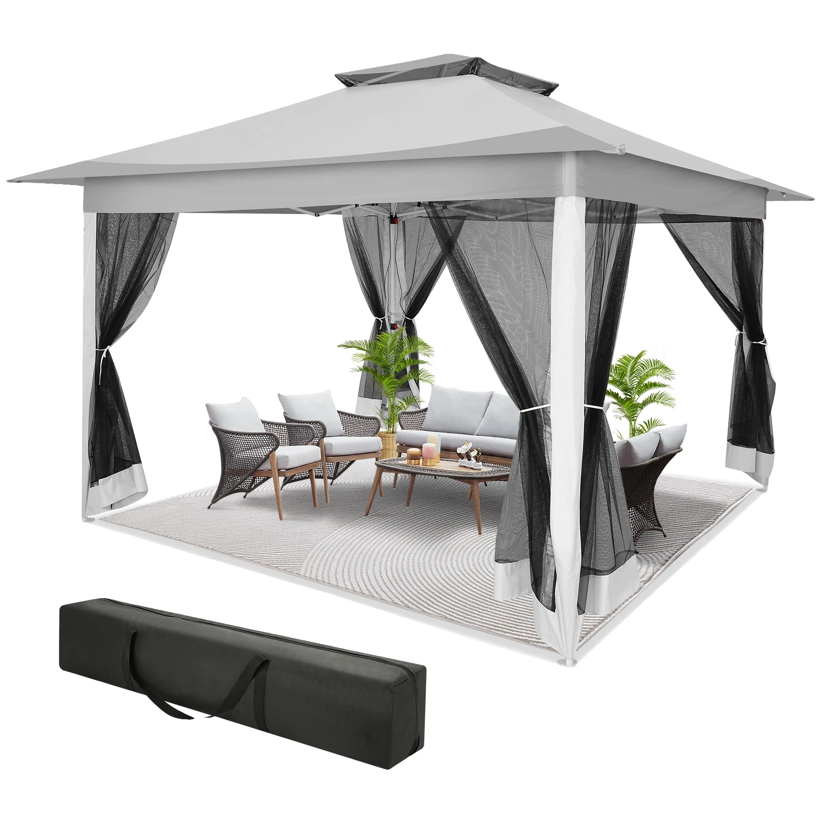 Gazebo, Pop-up-design, Uv-schutz, Hellgrau