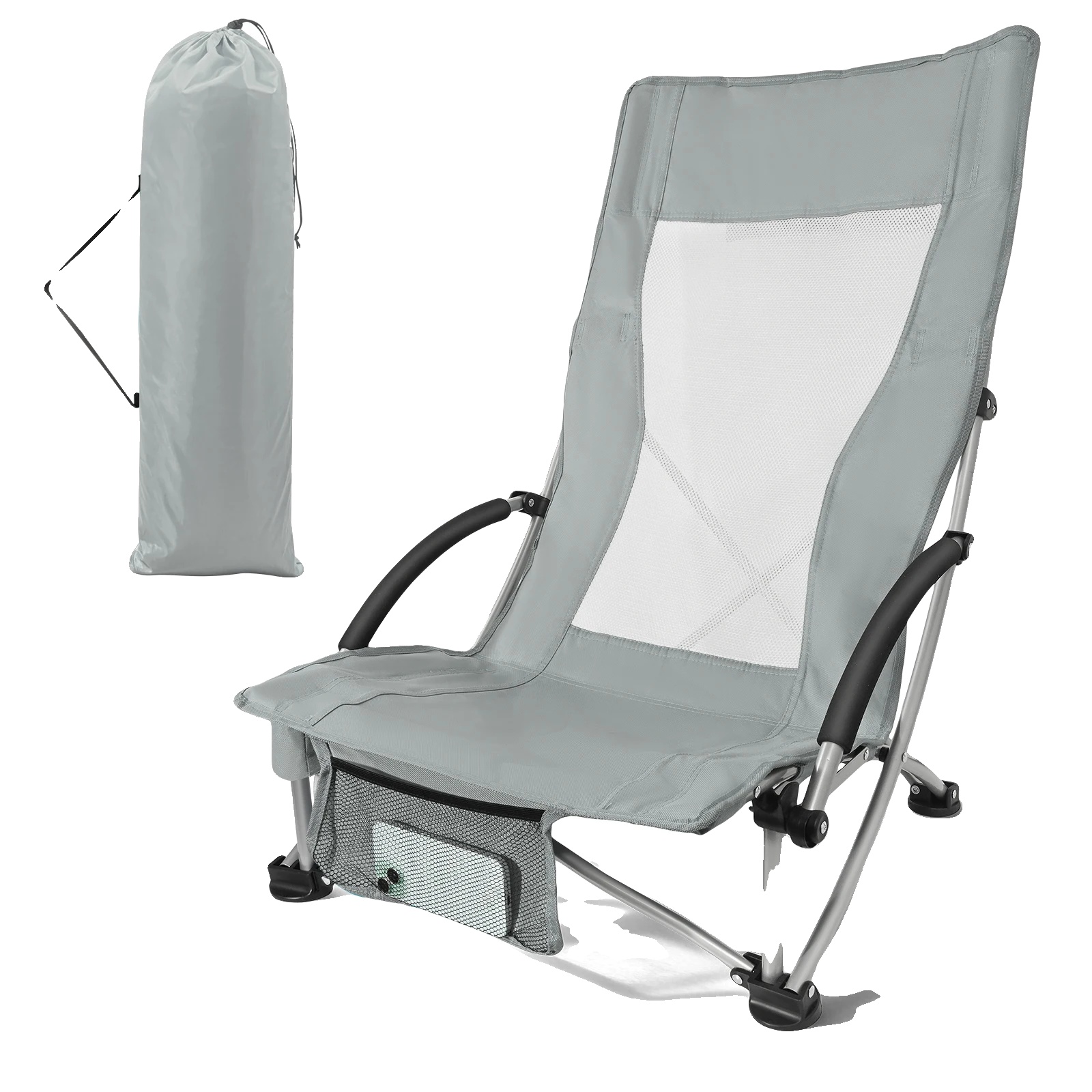 Campingstuhl, Leichtes Design, Ergonomischer Komfort, Hellgrau