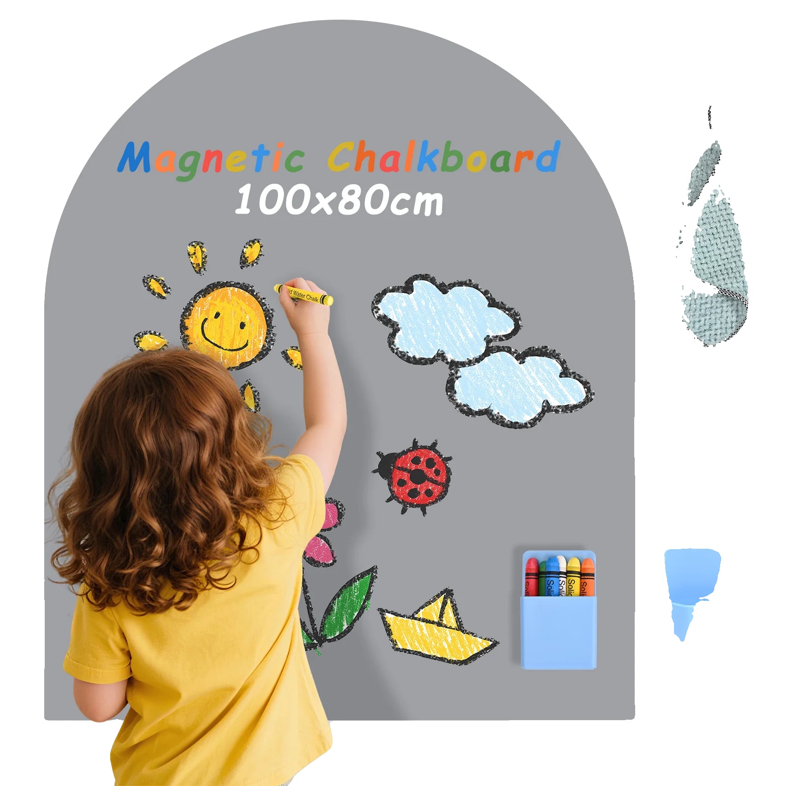 Magnetische Tafel, Selbstklebende Installation, Kindersichere Materialien, Hellgrau