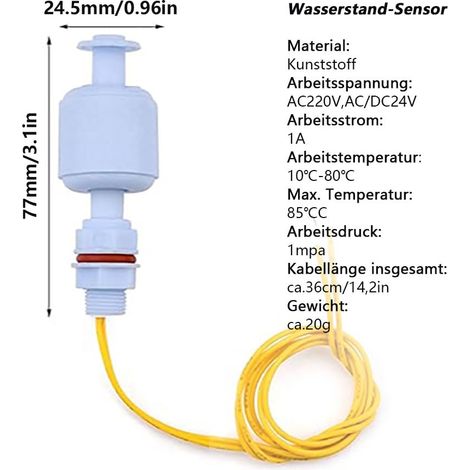 Set Mit 2 Wasserstandssensoren, Kompatibel Mit 220-v-wechselstrom- Und 24-v-wechsel-/gleichstromkreisen. Schwimmerschalter. Wasserstandssensor Für Hydrokultur, Gartenbau, Aquarien, Schwimmbäder, Staus