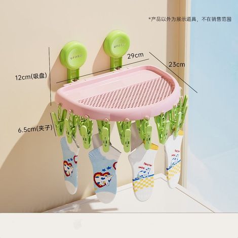 Wäscheständer Mit 24 Klammern, Faltbarem Kleiderbügel Und Um 360° Drehbaren Haken Zum Trocknen Von Socken, Babykleidung, Handtüchern Und Handschuhen (hellblau).
