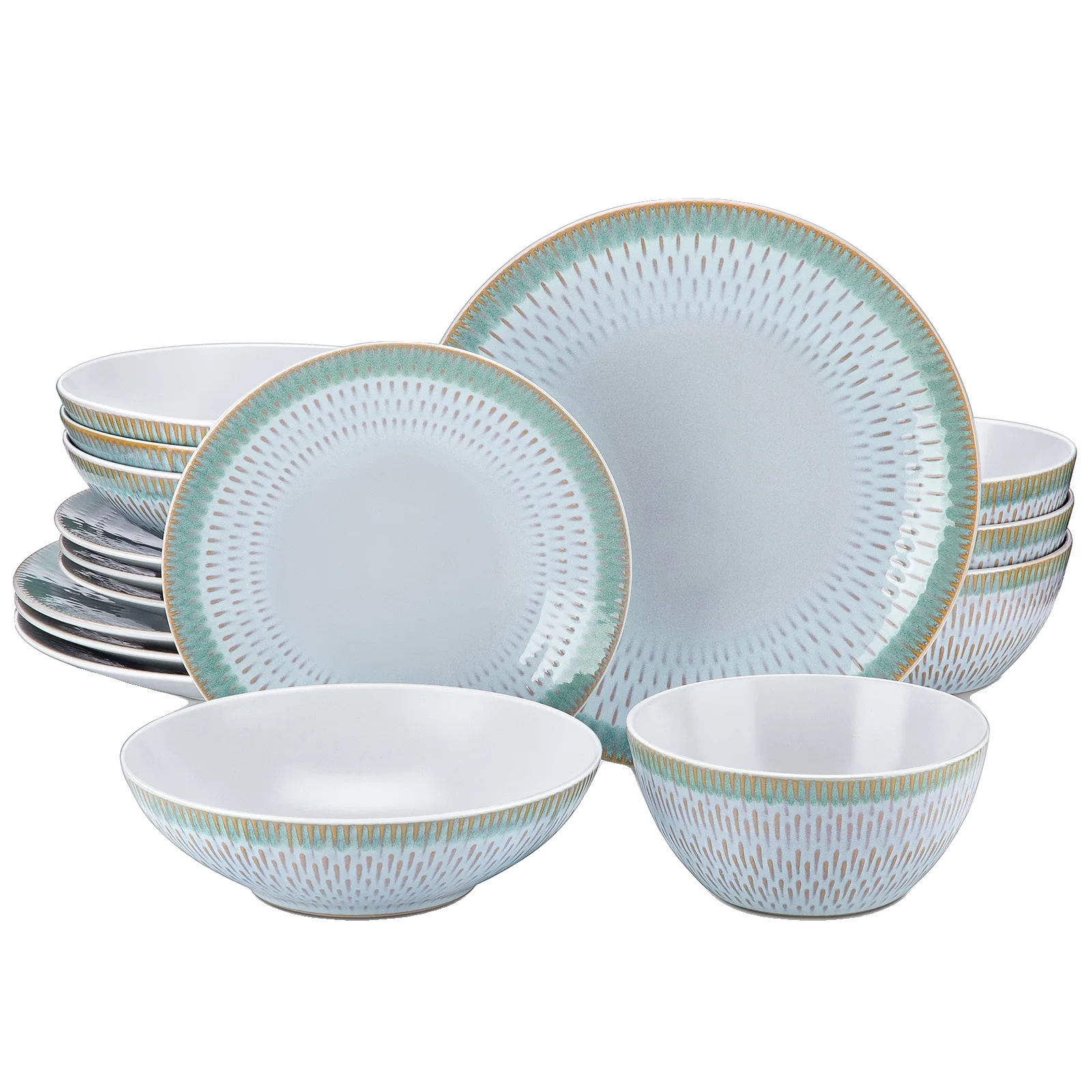 Geschirrset, Elegantes Design, Langlebiges Material, 32 Stk